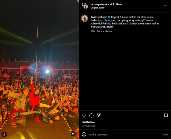 Kondisi Terkini Tantri Kotak setelah Jatuh dari Panggung Setinggi 2 Meter Akibat Ditarik Penonton