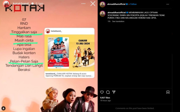Ahmad Dhani Semprot Band Kotak yang Diduga Bawakan Lagu Tanpa Izin Penciptanya