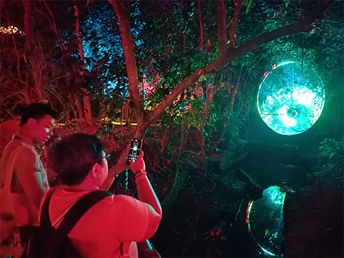 Wisata Malam di Aurora Park Bali, Hutan Alami Sarat Sensasi Multimedia Interaktif Berbasis AI