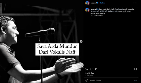 Arda Suami Tantri Kotak Umumkan Mundur Jadi Vokalis Band Naff