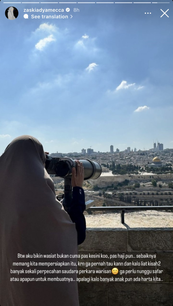 Kunjungi Israel, Zaskia Adya Mecca Buat Wasiat untuk Hanung Bramantyo