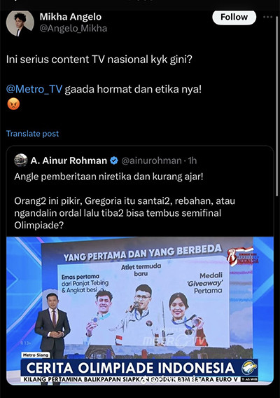 Mikha Angelo Tak Terima Medali Perunggu Olimpiade 2024 Gregoria Mariska Disebut Giveaway: Ga Ada Hormat