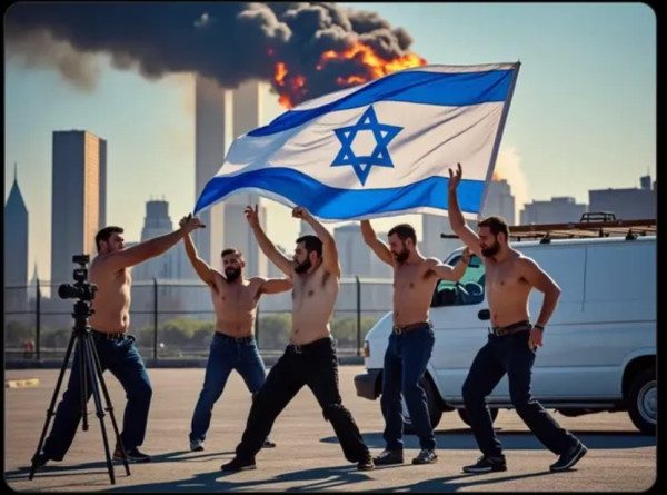 Foto 5 Warga Israel yang Menari di Depan Insiden 9/11 Ternyata Hasil Rekayasa AI