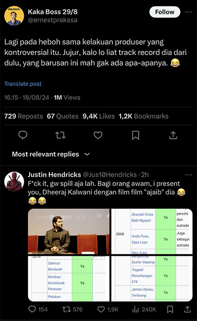 Ernest Prakasa Sentil Kelakuan Produser Kontroversial, Netizen Spill Nama Ini