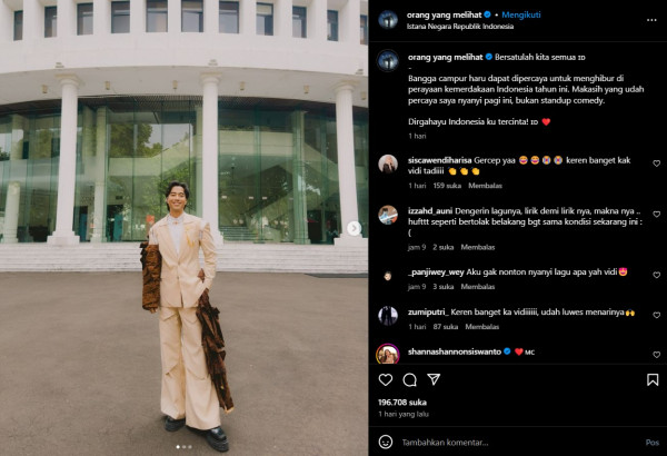 Vidi Aldiano Ungkap Perasaan Campur Aduk Tampil saat HUT ke-79 RI di Istana Merdeka