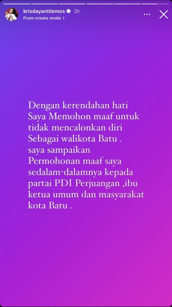 Krisdayanti Mundur dari Pencalonan Wali Kota Batu, Ucapkan Maaf