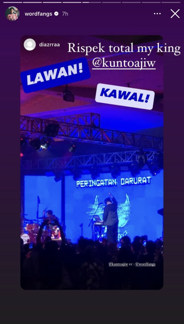 Kunto Aji Hadirkan Visual Peringatan Darurat saat Konser, Ajak Kawal Putusan MK
