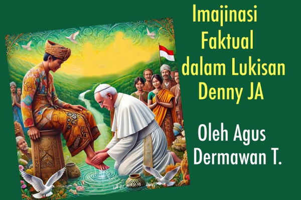 Lukisan Denny JA Menyambut Paus Fransiskus Dipajang di Galeri Nasional