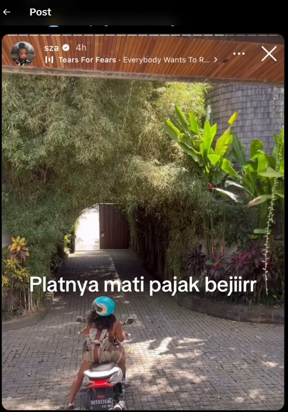 Viral! SZA Posting Foto Liburan di Bali, Keliling Pakai Motor Bodong