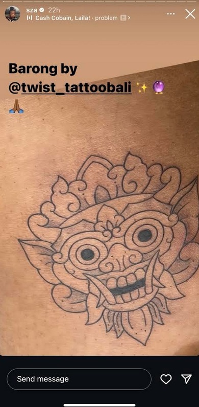 SZA Bikin Tato Barong, Jadi Kenang-kenangan saat Liburan di Bali