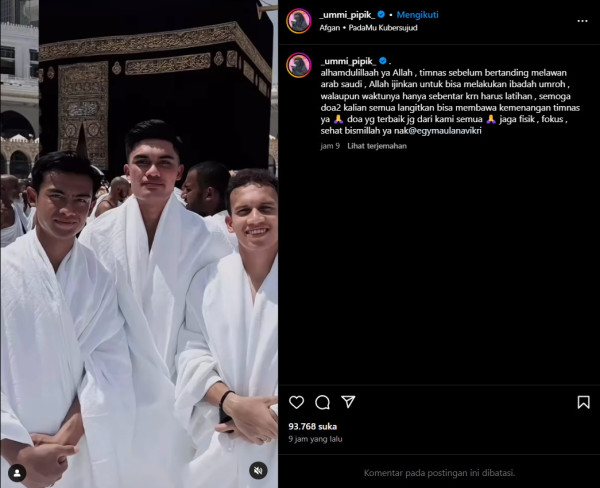 Egy Maulana Vikri Umrah, Umi Pipik Doakan Timnas Indonesia Menang Lawan Arab Saudi