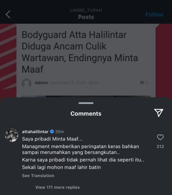 Bodyguard Ancam Culik Wartawan, Atta Halilintar Langsung Minta Maaf