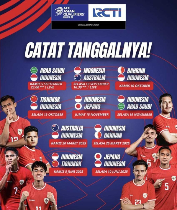 Jadwal Lengkap Timnas Indonesia di Kualifikasi Piala Dunia 2026