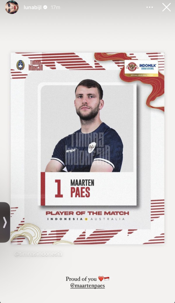 Maarten Paes Jadi Player Of The Match di Laga Indonesia vs Australia, Luna Bijl Bangga