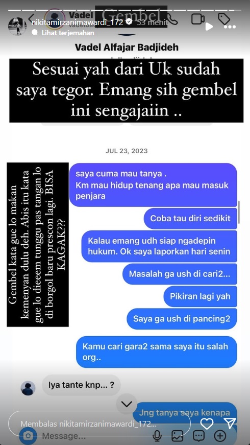 Nikita Mirzani Minta Vadel Badjideh Tahu Diri: Kamu Cari Gara-gara Sama Saya Itu Salah