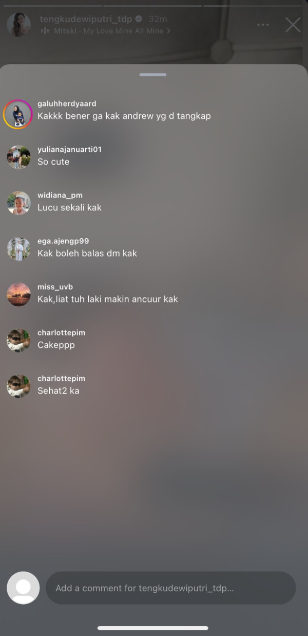 Andrew Andika Ditangkap Kasus Narkoba, Netizen Geruduk Instagram Tengku Dewi Putri