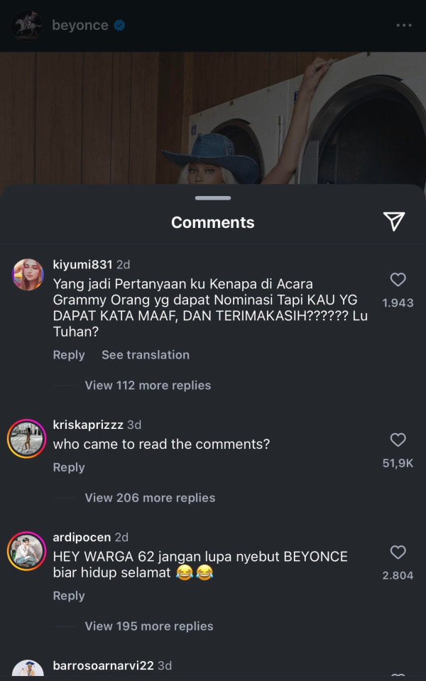Instagram Beyonce Diserang Netizen Indonesia usai Terseret Kasus P Diddy: Gak Punya Malu Lu!