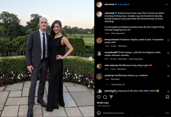 Raline Shah Tegaskan Tidak Pernah Menikah dengan Brian Armstrong