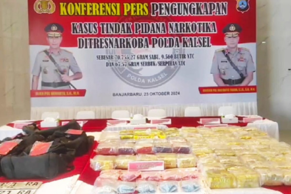 Gulung Sindikat Fredy Pratama, Polda Kalsel Sita 70,76 Kg Sabu