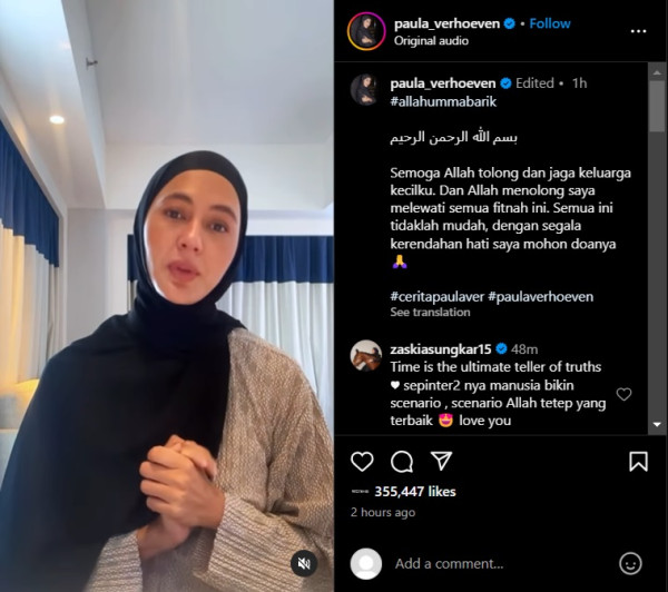 Paula Verhoeven Tegaskan Tidak Pernah Selingkuh dari Baim Wong