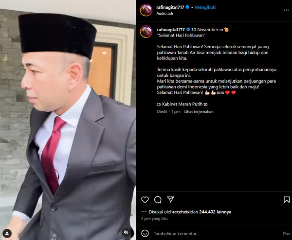 Raffi Ahmad Peringati Hari Pahlawan Bersama Kabinet Merah Putih: Mari Lanjutkan Perjuangan