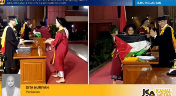 2 Wisudawan Unpad Bentangkan Bendera Palestina di Wisuda, Apa Respons Kampus?