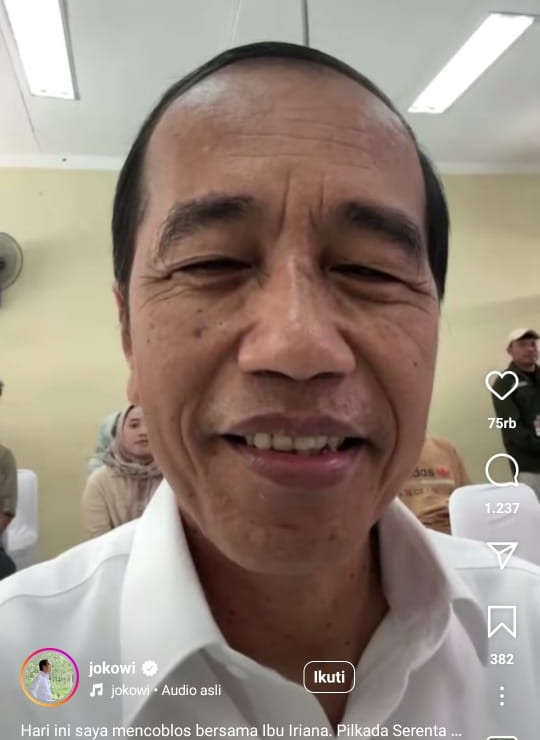 Momen Jokowi Nyoblos di TPS Solo Bersama Iriana Ditemani Jan Ethes