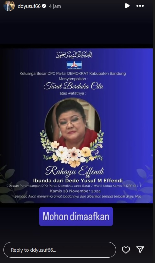 Rahayu Effendi Ibunda Dede Yusuf Meninggal Dunia Akibat Serangan Jantung