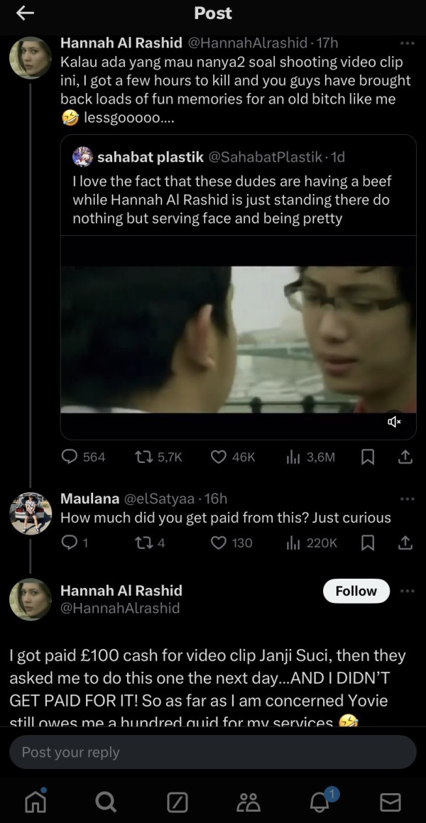 Jadi Model Video Klip Yovie & Nuno, Hannah Al Rashid Akui Belum Dibayar