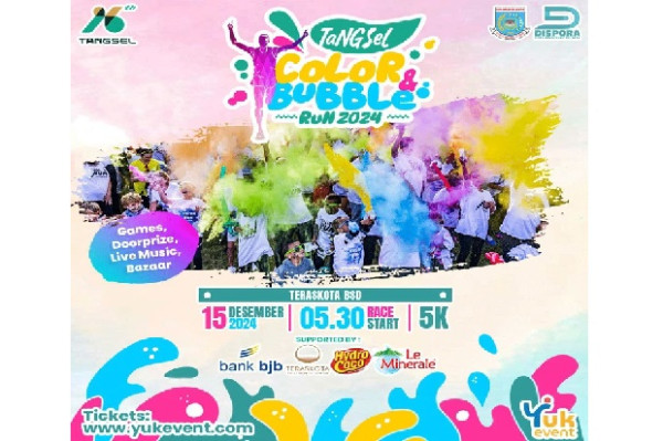 Rayakan HUT ke-16, Pemkot Tangsel Gelar Color and Bubble Run