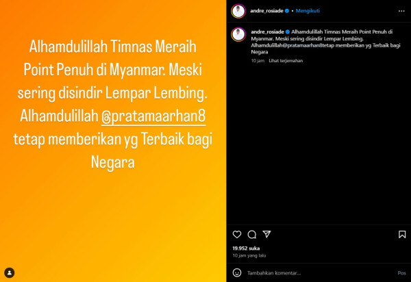 Lemparan Pratama Arhan di Laga Perdana Piala AFF Dipuji Mertua, Antar Indonesia Menang