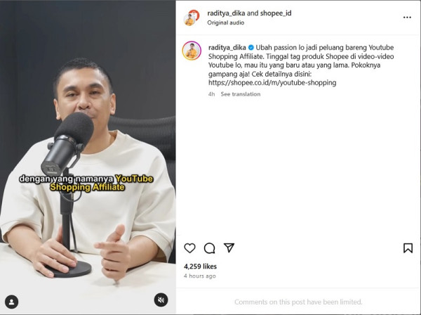 Mau Tahu Apa Itu YouTube Shopping Affiliate? Ini Kata Raditya Dika