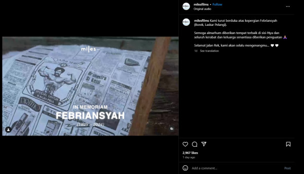 Febriansyah Pemeran Borek di Film Laskar Pelangi Meninggal Dunia