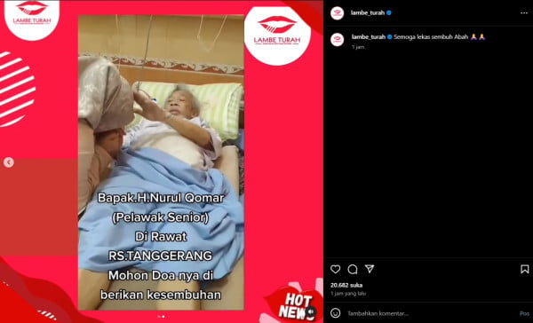 Pelawak Senior Nurul Qomar Dirawat di Rumah Sakit Tangerang, Mohon Doanya