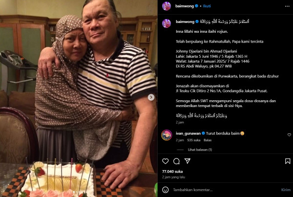 Jenazah Ayah Baim Wong Dimakamkan di Purwakarta