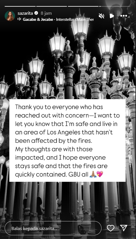 Los Angeles Dilanda Kebakaran, Sarah Azhari Pastikan Keadaannya Aman