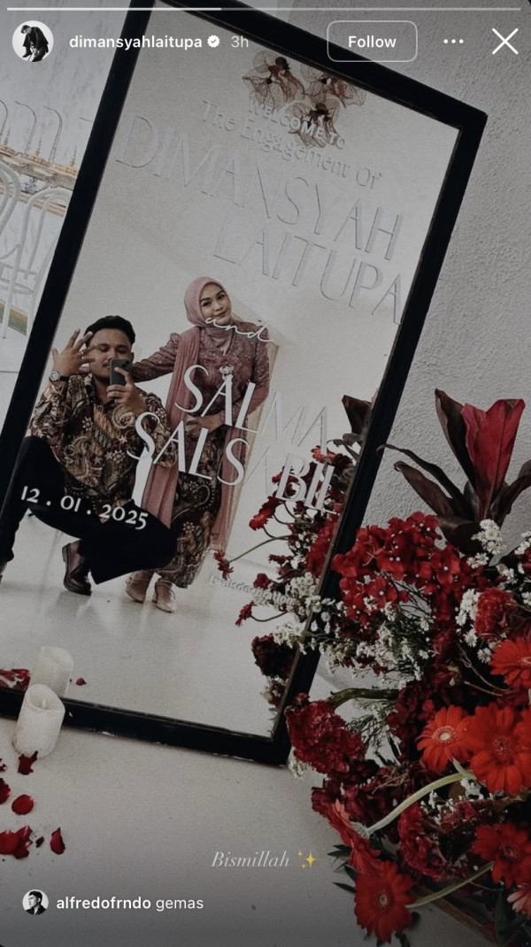 Salma Salsabil dan Dimansyah Laitupa Resmi Bertunangan