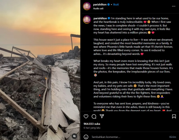 3 Potret Rumah Paris Hilton sebelum dan sesudah Jadi Korban Kebakaran Los Angeles