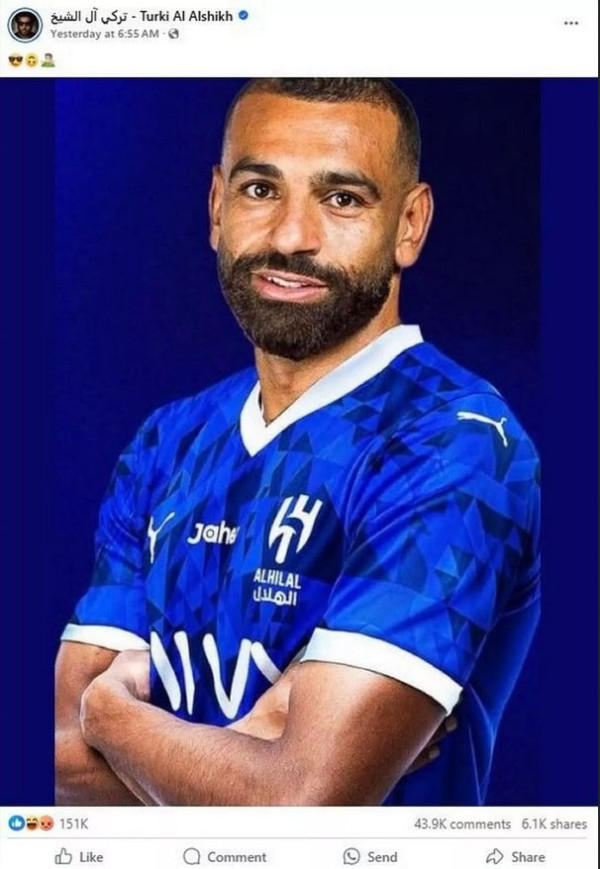 Gempar! Foto Editan Mohamed Salah Pakai Jersey Al-Hilal, Bikin Fans Liverpool Murka