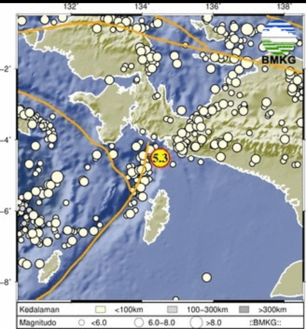 Gempa Magnitudo 5,3 Guncang Kepulauan Aru Maluku, Begini Analisis BMKG