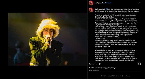 Melly Goeslaw Pertanyakan Putusan Hakim soal Kasus Royalti Agnez Mo vs Ari Bias: Kumaha Atuh?