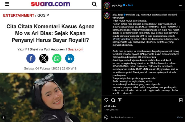 Polemik Royalti Agnez Mo vs Ari Bias, Piyu Padi Sindir Penyanyi yang Playing Victim