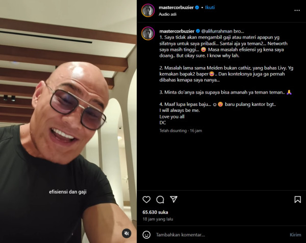 Deddy Corbuzier Tegaskan Tidak Akan Ambil Gaji dan Tunjangan Stafsus Menhan