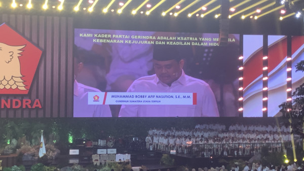 Bobby Nasution Bacakan Jati Diri Partai di HUT ke-17 Gerindra