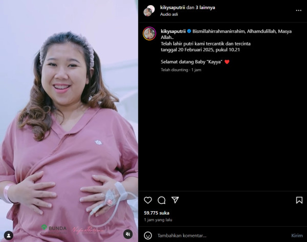 Kiky Saputri Melahirkan Anak Perempuan, Dipanggil Baby Kayya