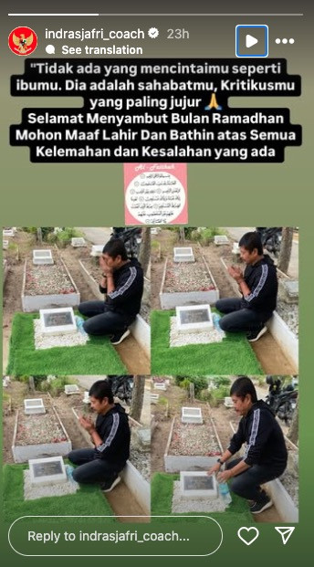Postingan Indra Sjafri usai Dicopot dari Pelatih Timnas Indonesia U-20: Ziarah ke Makam Ibu