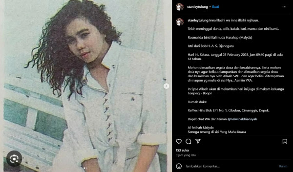 Malyda Penyanyi Lagu Semua Jadi Satu Meninggal Dunia