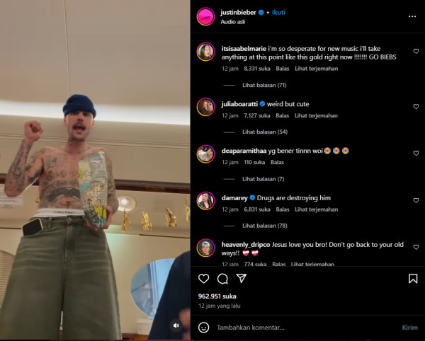 Justin Bieber Bagikan Video Aneh, Ekspresinya Kosong dan Perilakunya Jadi Sorotan