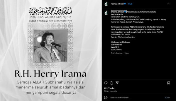 Kabar Duka, Herry Adik Rhoma Irama Meninggal Dunia