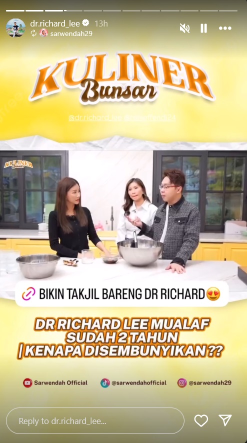 Sarwendah Penasaran dr Richard Lee Jadi Mualaf, Banyak Tanya soal Prosesnya